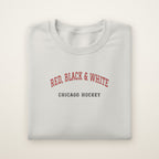 Chicago Hockey Embroidered Crewneck — Red, Black & White in Ash, flat lay