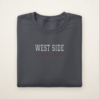 Chicago Hockey Embroidered Crewneck — West Side Coordinates in Dark Heather, flat lay