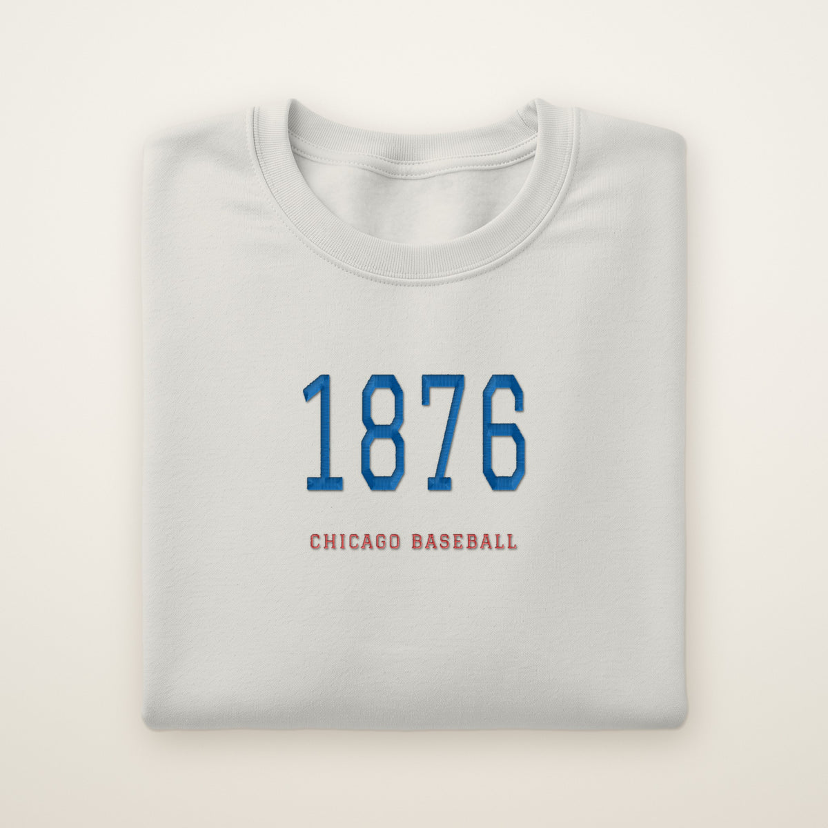 Chicago North Side Baseball Embroidered Crewneck — 1876 in Ash, flat lay