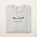 Chicago North Side Baseball Embroidered Crewneck — Baseball Script in Ash, flat lay