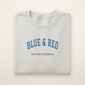 Chicago North Side Baseball Embroidered Crewneck — Blue & Red in Ash, flat lay
