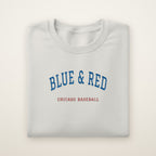 Chicago North Side Baseball Embroidered Crewneck — Blue & Red in Ash, flat lay