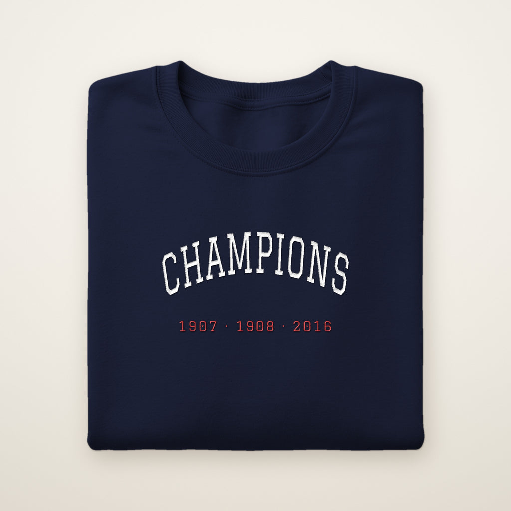 Chicago North Side Baseball Embroidered Crewneck — Champions in Navy, flat lay