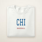 Chicago North Side Baseball Embroidered Crewneck — CHI in White, flat lay
