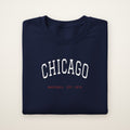 Chicago North Side Baseball Embroidered Crewneck — Chicago Arch in Navy, flat lay