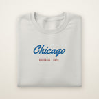 Chicago North Side Baseball Embroidered Crewneck — Chicago Script in Ash, flat lay