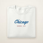 Chicago North Side Baseball Embroidered Crewneck — Chicago Script in White, flat lay