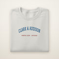 Chicago North Side Baseball Embroidered Crewneck — Clark & Addison in Ash, flat lay