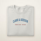 Chicago North Side Baseball Embroidered Crewneck — Clark & Addison in Ash, flat lay