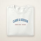 Chicago North Side Baseball Embroidered Crewneck — Clark & Addison in White, flat lay