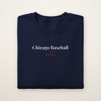 Chicago North Side Baseball Embroidered Crewneck — Classic Serif in Navy, flat lay