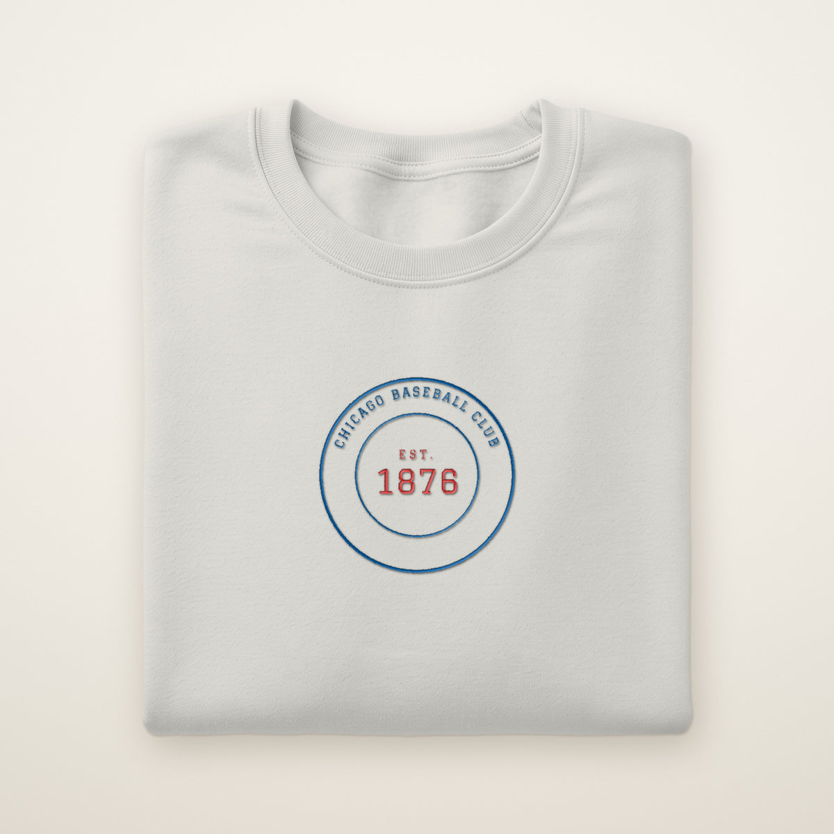 Chicago North Side Baseball Embroidered Crewneck — Club Crest in Ash, flat lay