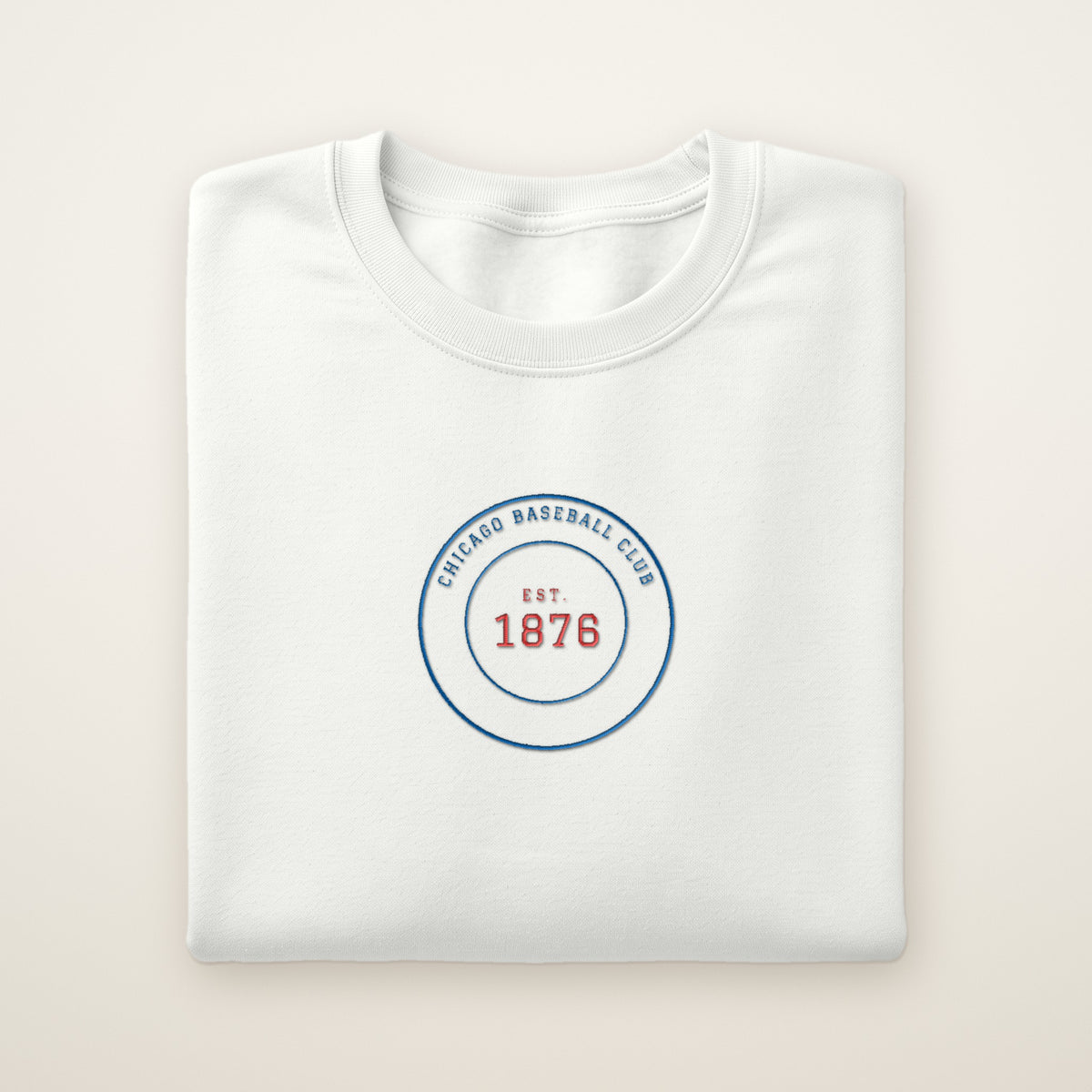 Chicago North Side Baseball Embroidered Crewneck — Club Crest in White, flat lay