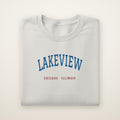 Chicago North Side Baseball Embroidered Crewneck — Lakeview in Ash, flat lay