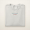 Chicago North Side Baseball Embroidered Crewneck — Minimal in Ash, flat lay