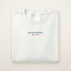 Chicago North Side Baseball Embroidered Crewneck — Minimal in White, flat lay