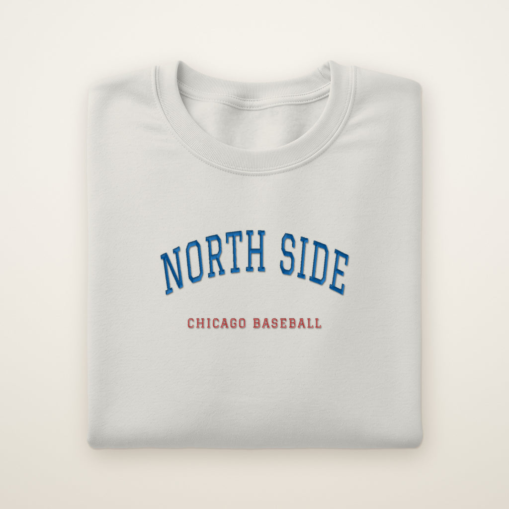 Chicago North Side Baseball Embroidered Crewneck — North Side in Ash, flat lay