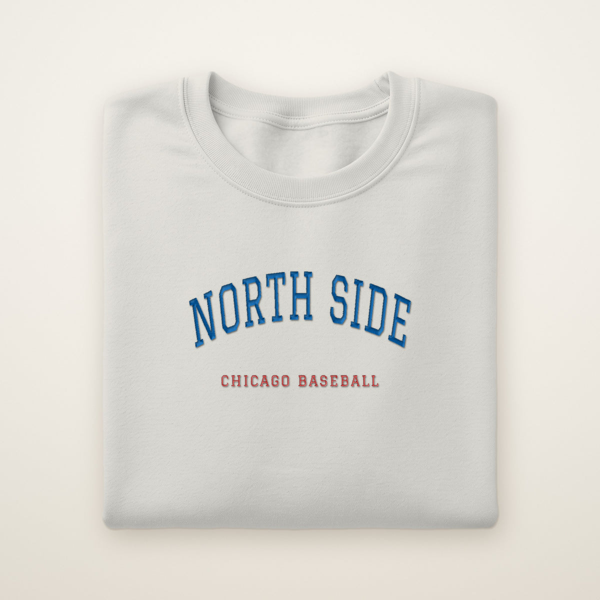 Chicago North Side Baseball Embroidered Crewneck — North Side in Ash, flat lay