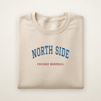 Chicago North Side Baseball Embroidered Crewneck — North Side in Sand, flat lay
