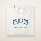 Chicago North Side Baseball Embroidered Crewneck — Title Years in White, flat lay