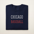 Chicago North Side Baseball Embroidered Crewneck — Varsity in Navy, flat lay