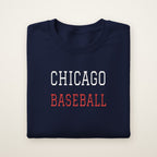 Chicago North Side Baseball Embroidered Crewneck — Varsity in Navy, flat lay