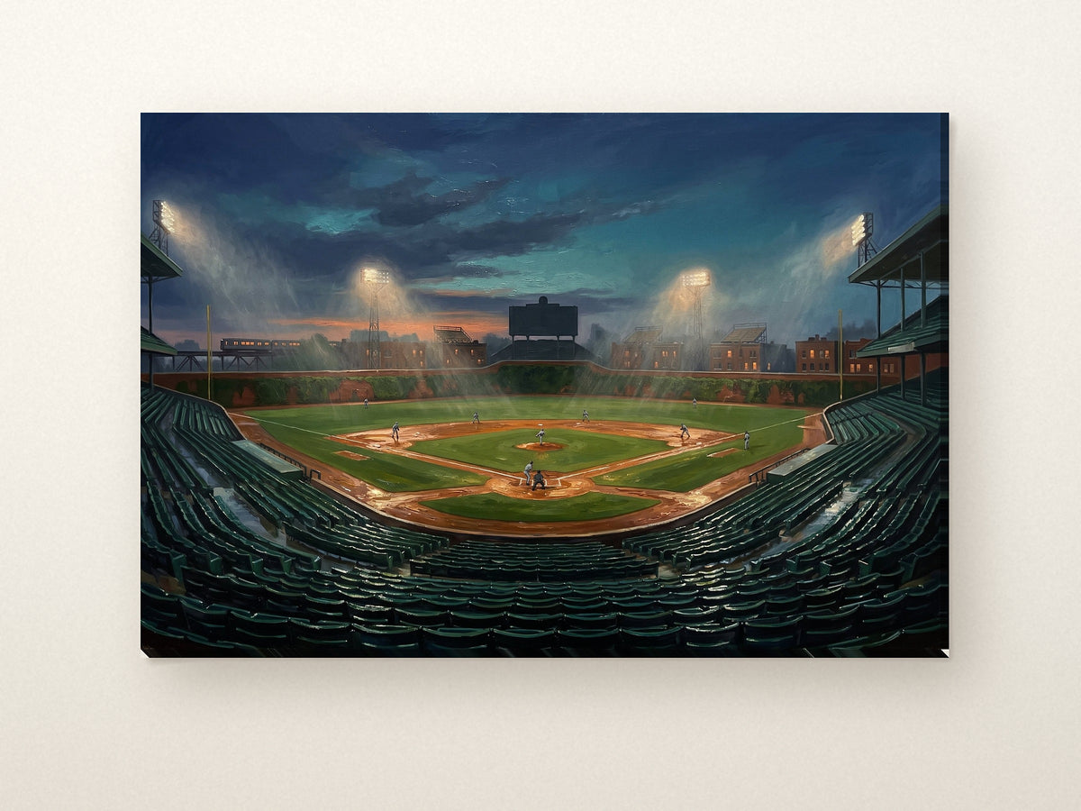Chicago North Side ballpark canvas on a light wall