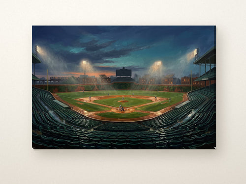 Chicago North Side ballpark canvas on a light wall