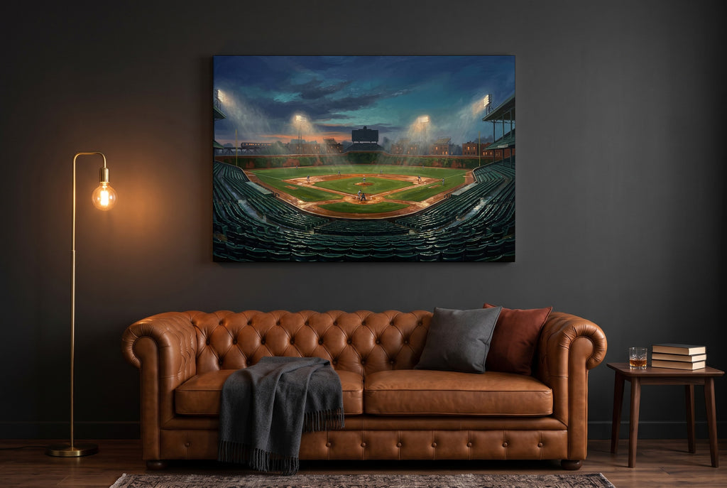 Chicago North Side ballpark canvas in a living room