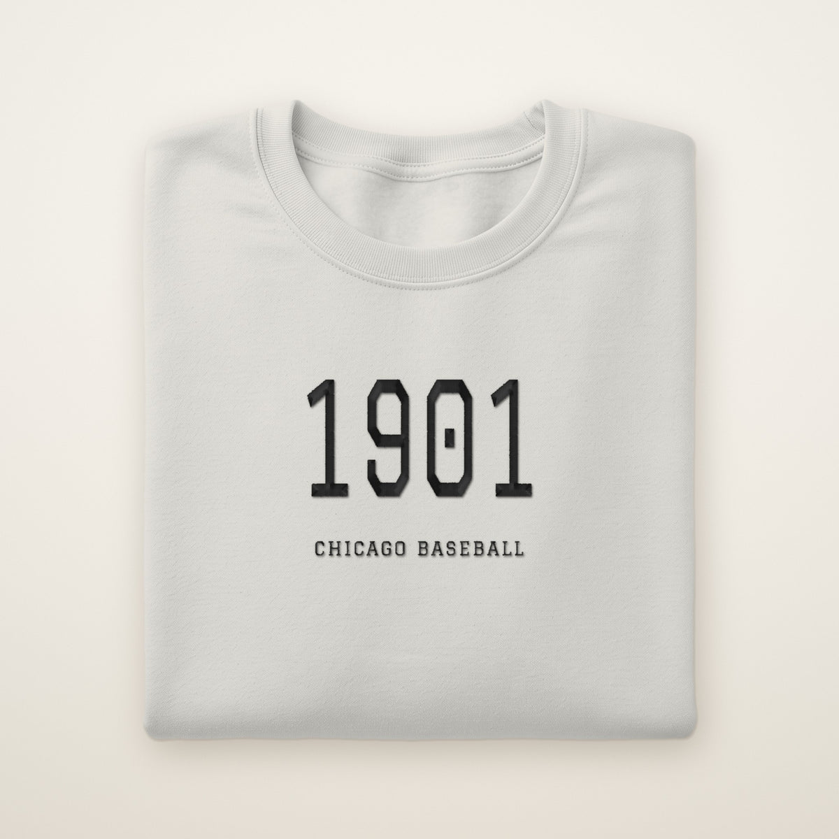 Chicago South Side Baseball Embroidered Crewneck — 1901 in Ash, flat lay