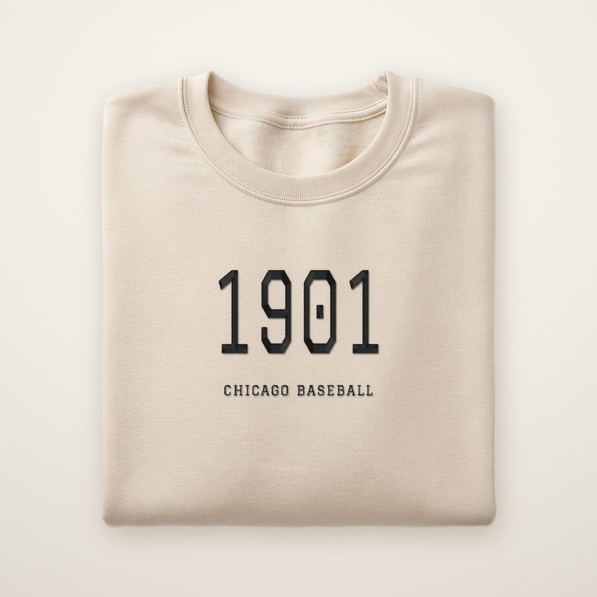Chicago South Side Baseball Embroidered Crewneck — 1901 in Sand, flat lay