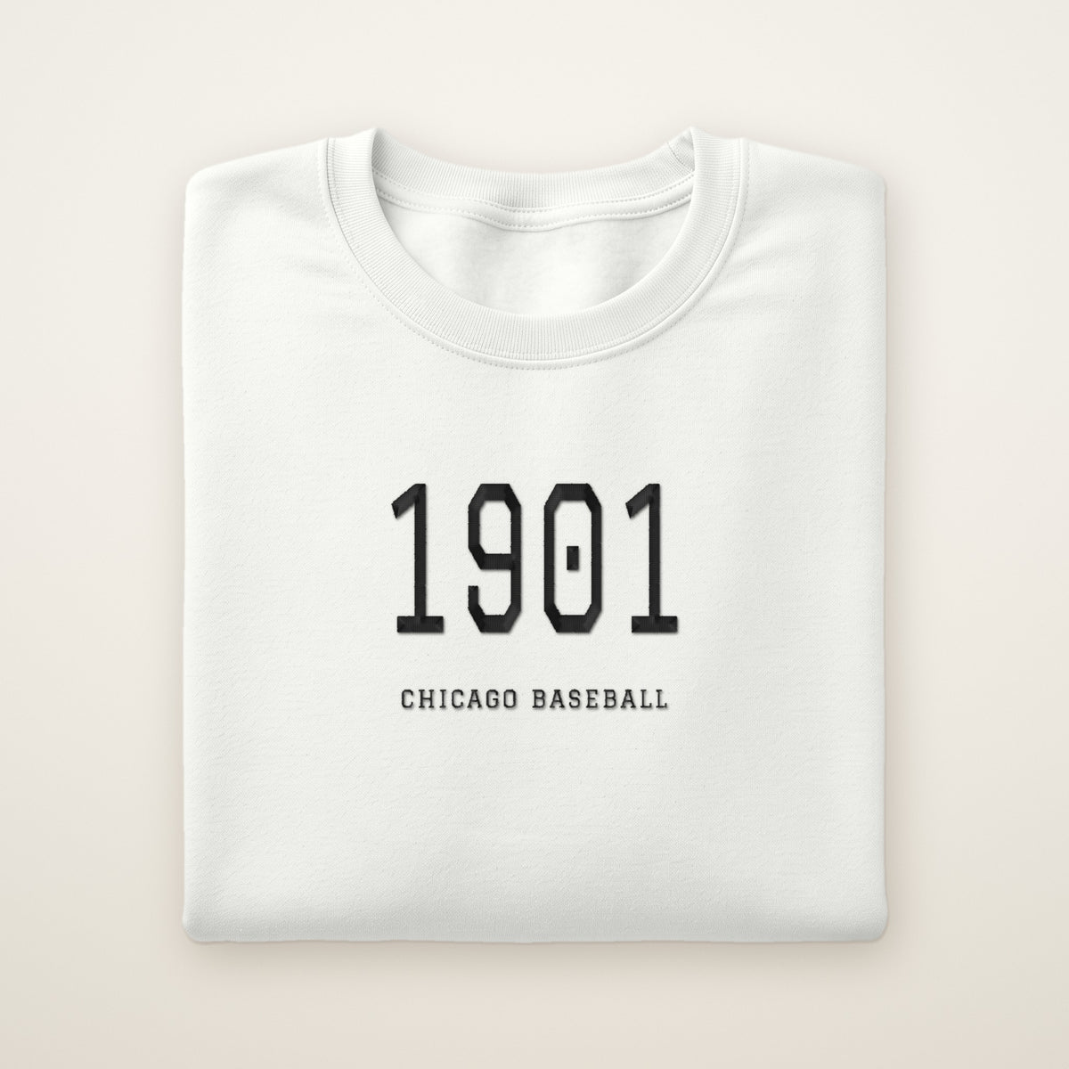 Chicago South Side Baseball Embroidered Crewneck — 1901 in White, flat lay