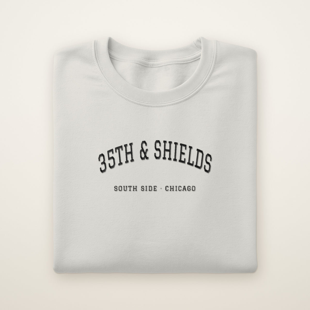 Chicago South Side Baseball Embroidered Crewneck — 35th & Shields in Ash, flat lay