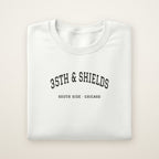 Chicago South Side Baseball Embroidered Crewneck — 35th & Shields in White, flat lay