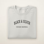 Chicago South Side Baseball Embroidered Crewneck — Black & Silver in Ash, flat lay