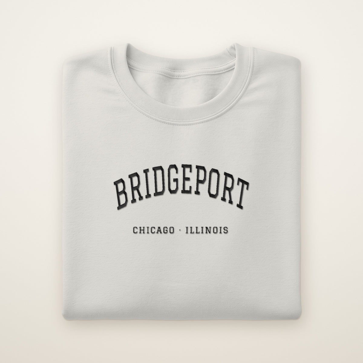 Chicago South Side Baseball Embroidered Crewneck — Bridgeport in Ash, flat lay