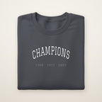 Chicago South Side Baseball Embroidered Crewneck — Champions in Dark Heather, flat lay