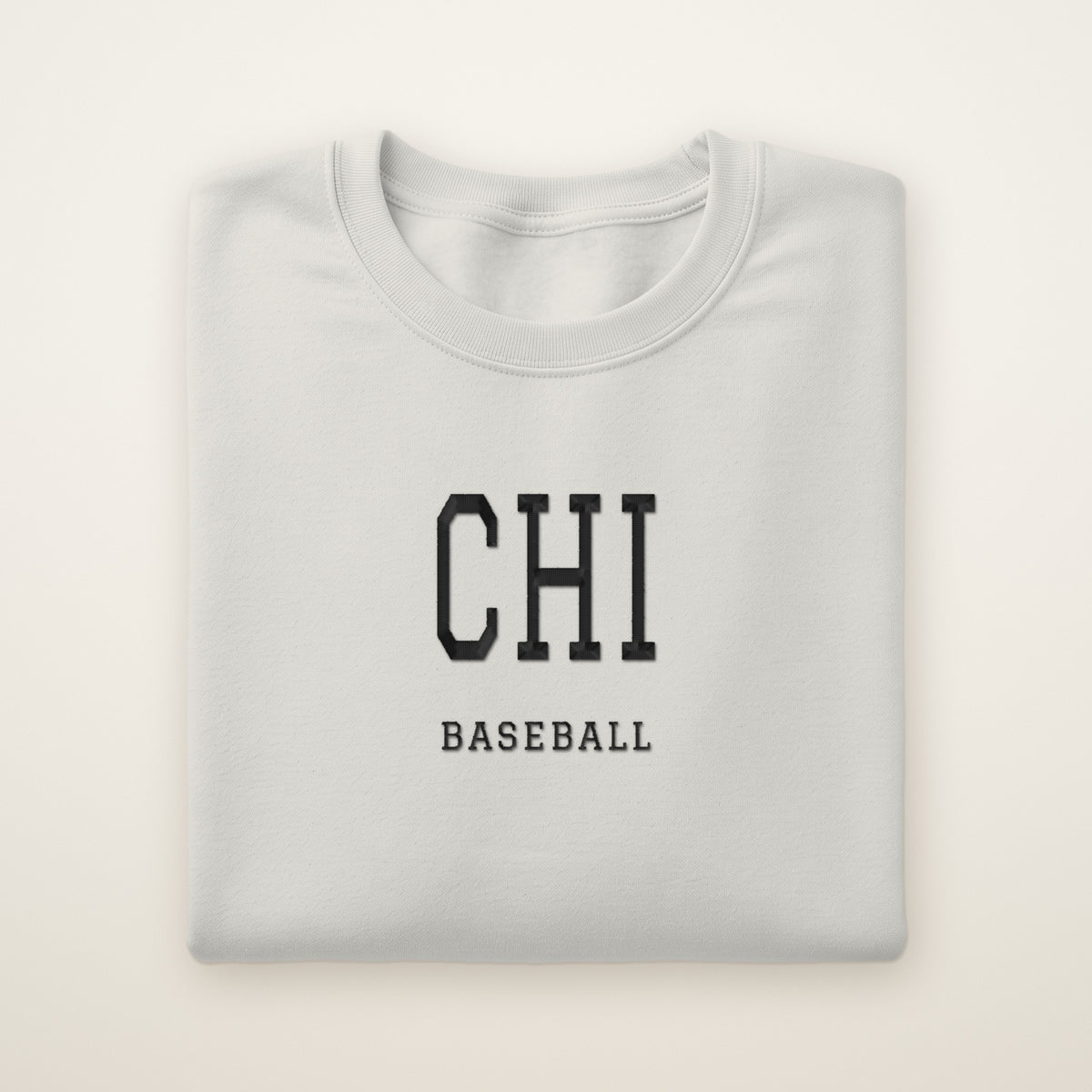 Chicago South Side Baseball Embroidered Crewneck — CHI in Ash, flat lay