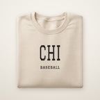 Chicago South Side Baseball Embroidered Crewneck — CHI in Sand, flat lay