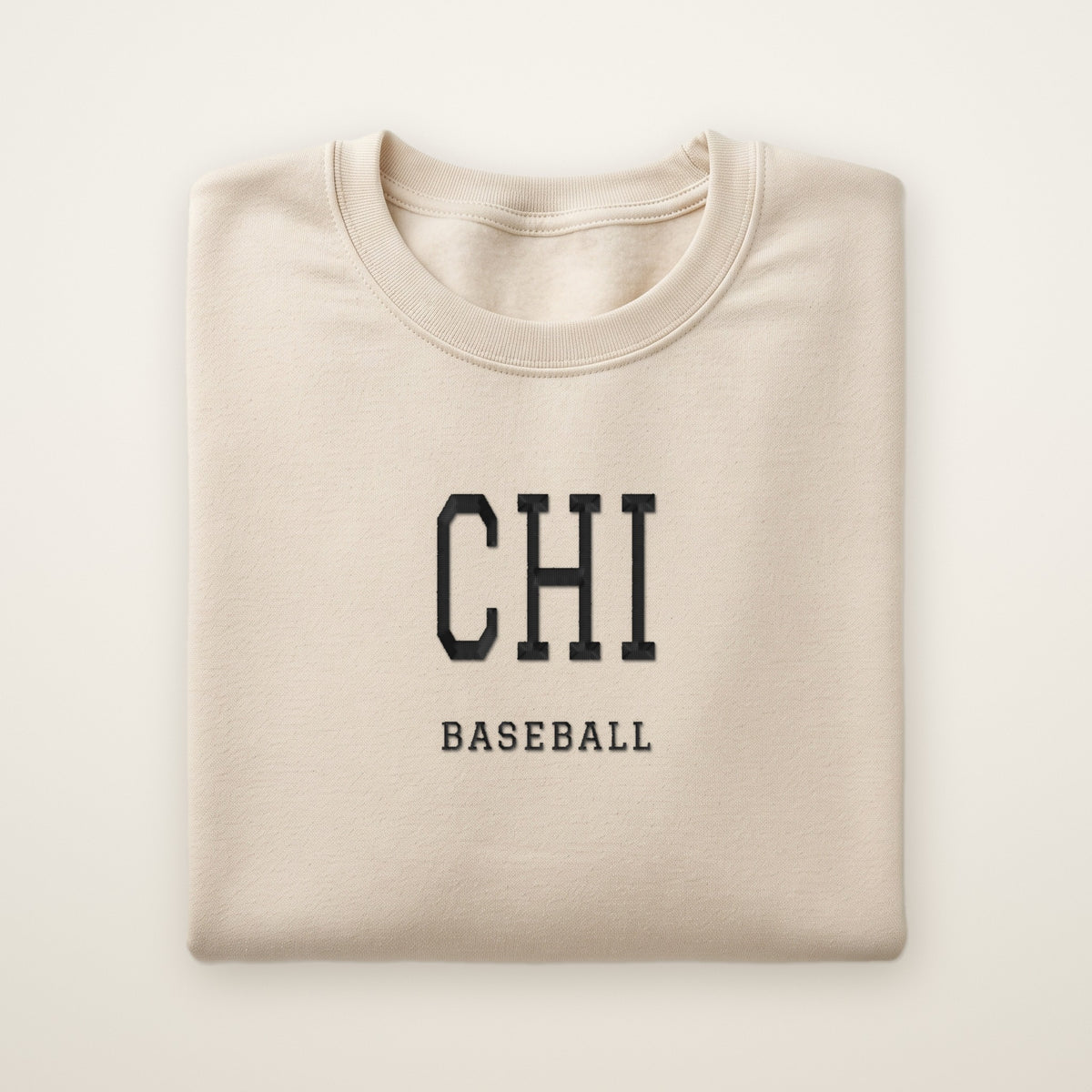 Chicago South Side Baseball Embroidered Crewneck — CHI in Sand, flat lay