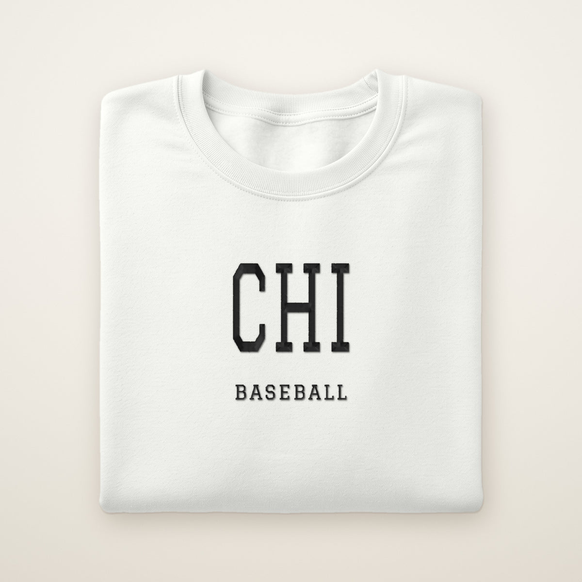 Chicago South Side Baseball Embroidered Crewneck — CHI in White, flat lay