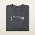 Chicago South Side Baseball Embroidered Crewneck — Chi-Town in Dark Heather, flat lay