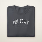 Chicago South Side Baseball Embroidered Crewneck — Chi-Town in Dark Heather, flat lay