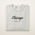 Chicago South Side Baseball Embroidered Crewneck — Chicago Script in Ash, flat lay