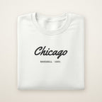 Chicago South Side Baseball Embroidered Crewneck — Chicago Script in White, flat lay