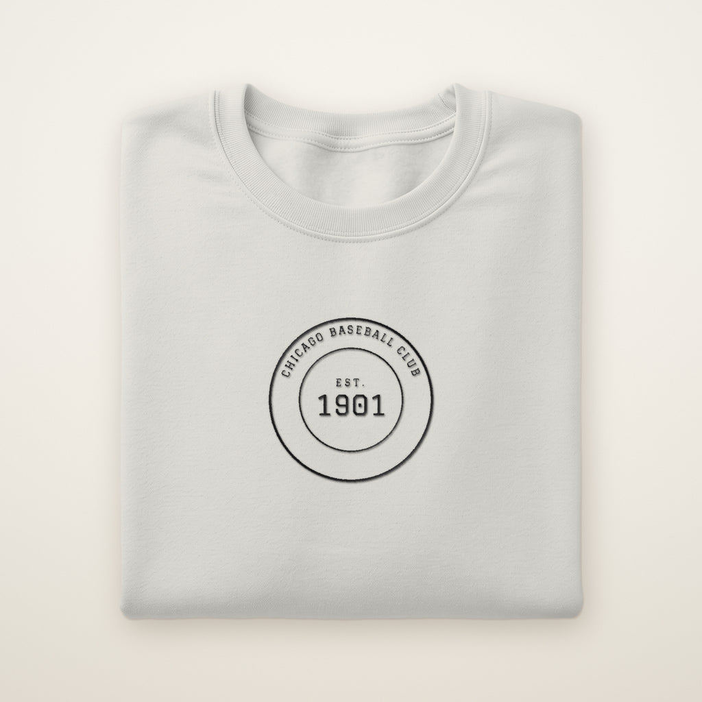 Chicago South Side Baseball Embroidered Crewneck — Club Crest in Ash, flat lay