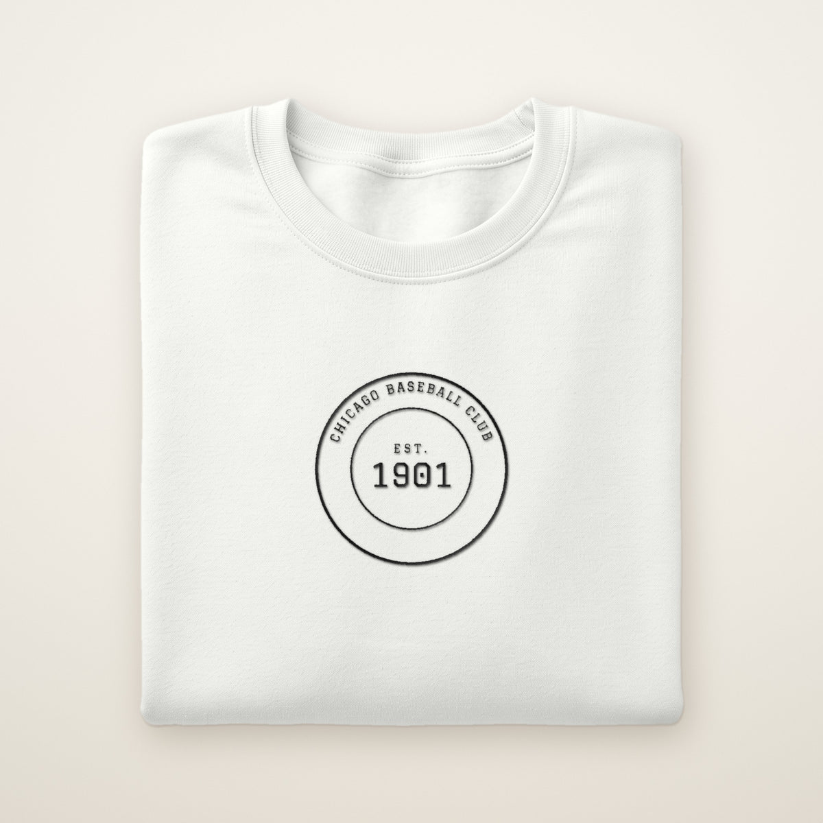 Chicago South Side Baseball Embroidered Crewneck — Club Crest in White, flat lay
