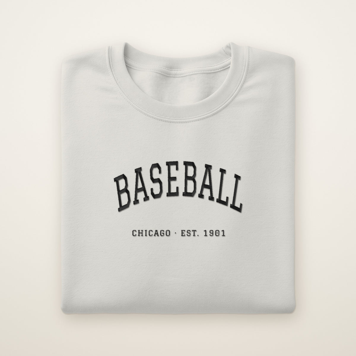 Chicago South Side Baseball Embroidered Crewneck — Est. 1901 in Ash, flat lay