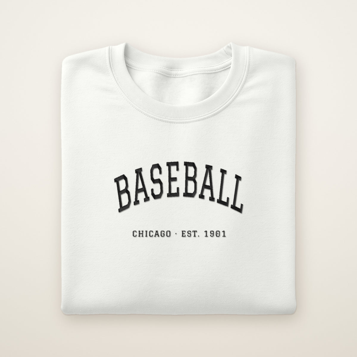 Chicago South Side Baseball Embroidered Crewneck — Est. 1901 in White, flat lay