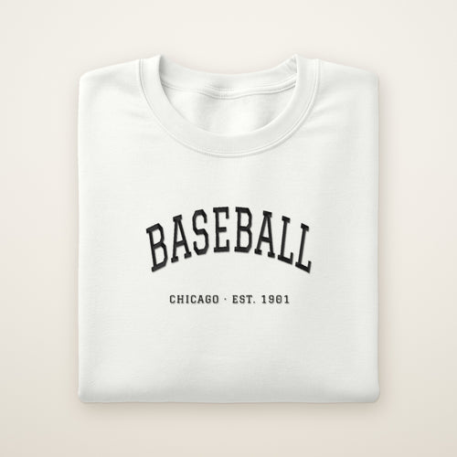 Chicago South Side Baseball Embroidered Crewneck — Est. 1901 in White, flat lay